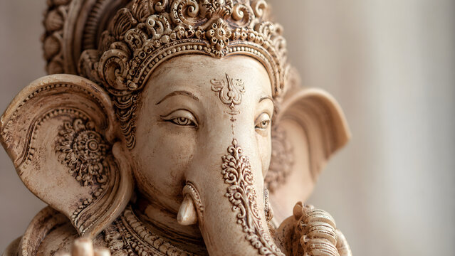 Intricate close up of a lord ganesha statue for meditation