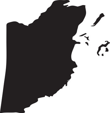 Black silhouette map of Belize a Caribbean country isolated on a white background representing travel and geography