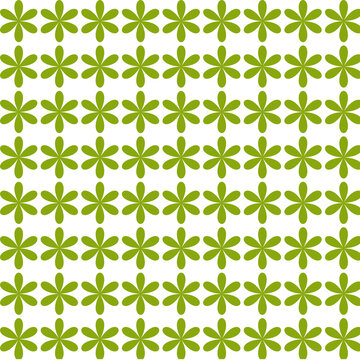 Fresh green geometric seamless pattern with rows of abstract star motifs