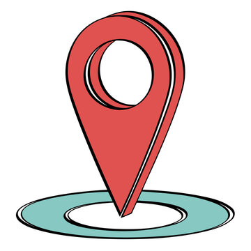 Red Map Pin Location Marker with Destination Ring Vector Icon