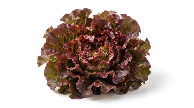 Fresh head of red leaf lettuce isolated on white background.