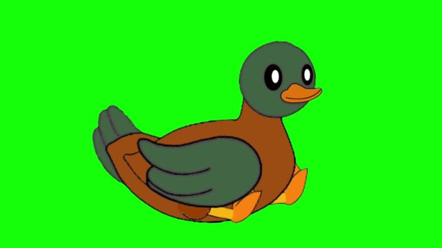 Cute Brown Cartoon Duck Sitting and Talking Animation Frame Character