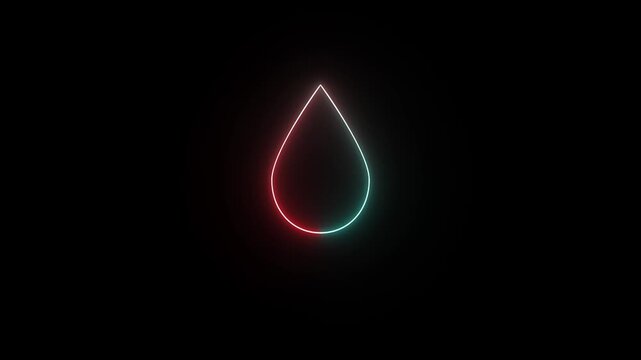 red and cyan color Blood drop icon animation on neon