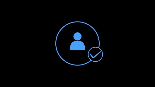 Royal Blue color profile verify account icon animation on black background