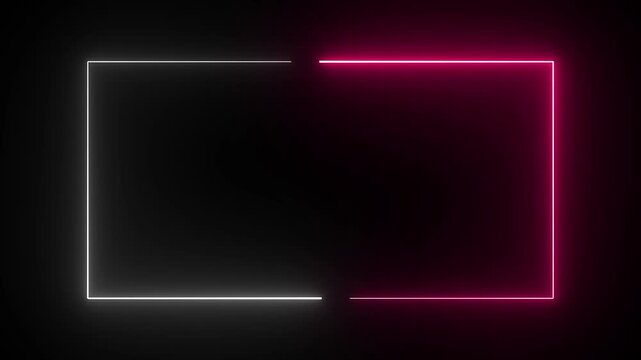 Square rectangle picture frame glowing neon background