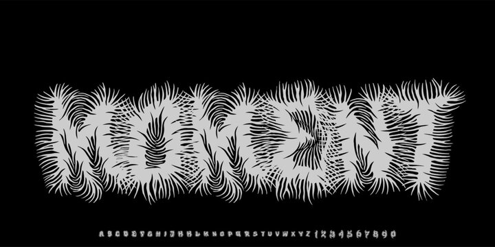 Moment Speed Grunge Font Fast italic grunge font with venom style and rough texture, perfect for racing, sport, and high energy designs. vector illustration	