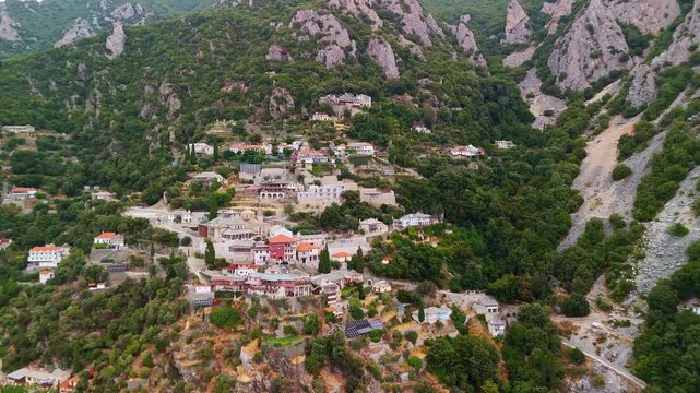 Aerial View of the Holy Skete of Saint Anna, Mount Athos