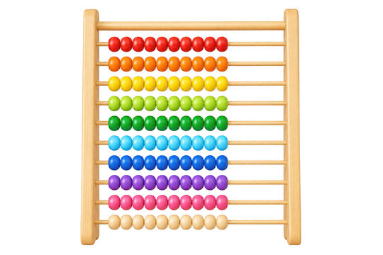 Wooden abacus with ten rows of colorful beads