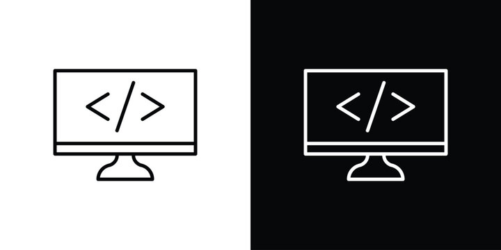 Display code icon symbol design template.