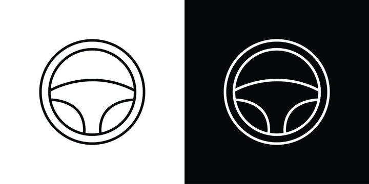 Steering wheel icon symbol design template.