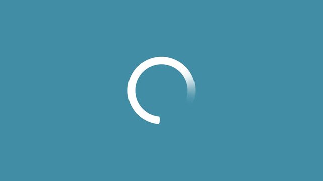 Animation of a loading spinning load wheel. Waiting for download. White circle on a black isolated background.loading wheel oval graphic animation spinning on transparent background.4k video