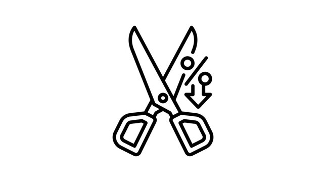 Scissors Cutting Percent Symbol and Downward Arrow Icon