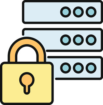 Padlock securing server rack, symbolizing data privacy and network protection