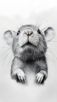 Minimal monochrome rat artwork with refined realism and texture image