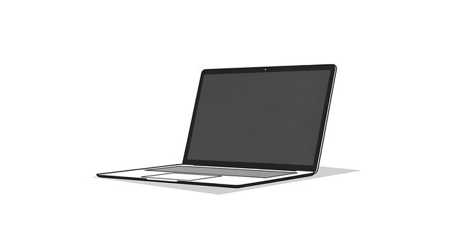 Modern laptop computer with blank screen isolated on white background