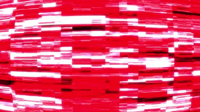 Cyber Attack Data Flow Animation in Red Colors, Red Digital Glitch Technology Background.