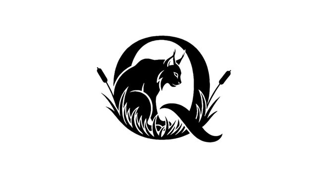 Black and white kangaroo logo design with letter Q.