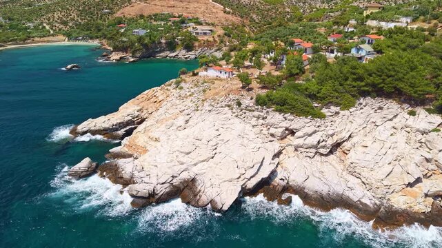 Aerial View of Alyki Peninsula and Gorgona Beach, Thasos, Greece
