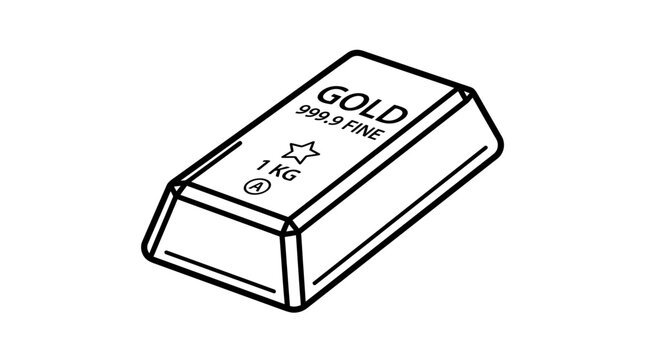 Gold Bar 1 Kg Fine 999.9 Line Art Illustration