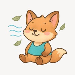 Fototapeta premium Cute fox meditating peacefully.