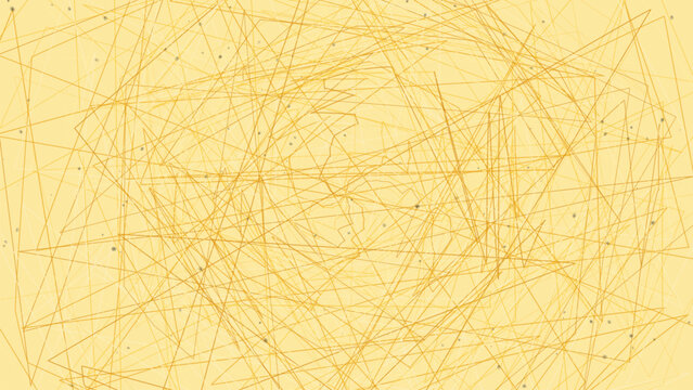 Golden tangled line scribbles creating chaotic abstract texture on pale yellow background.