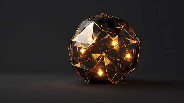 Matte osmium vault encapsulating a glowing amber neural network