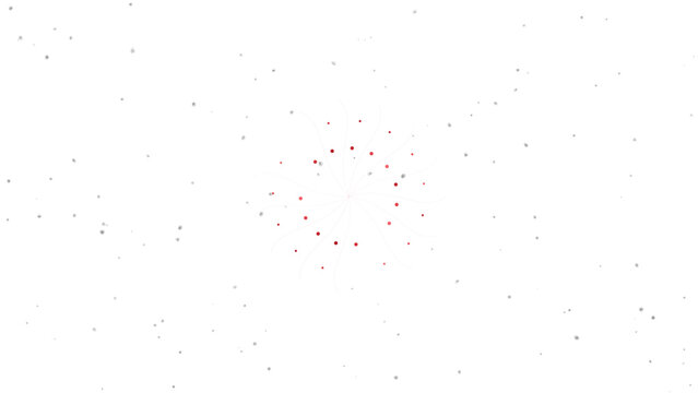 Minimalist red dot spiral art on white background with subtle grey grain and organic lines.