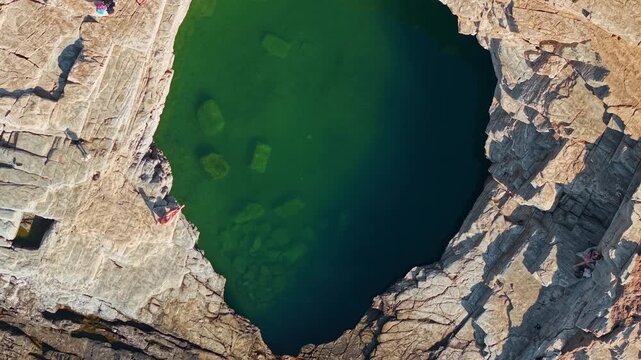 Aerial view of the Giola Natural Sea Lagoon, Thasos, Greece
