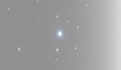 Abstract starry sky constellation on gray background, realistic glowing blue white night star space cosmos overlay © Maxim