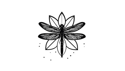 Black dragonfly insect with flower wings. © Bakeke