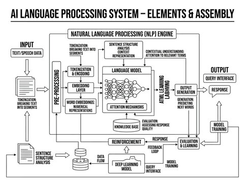Natural language processing engine architecture flowchart.