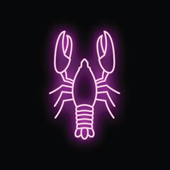 Fototapeta premium Lobster creating a glowing neon sign for seafood and modern decor