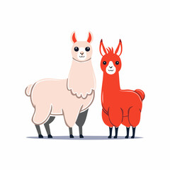 Fototapeta premium Cute flat design illustration of two llamas