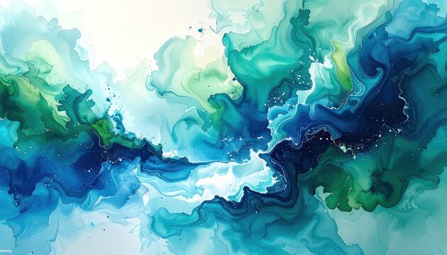 An abstract visualization of swirling ocean currents in shades of blue and green.