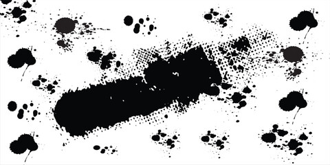 Obraz premium Black brush stroke on white background. Abstract black in splash, paint, brush strokes, stain grunge isolated on white background, Black staine brush, grunge banner, hand drawn splash,