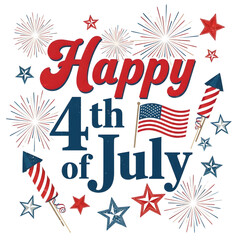 Obraz premium Happy 4th of july celebration with fireworks