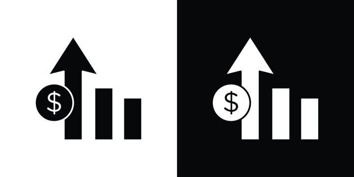 Chat arrow grow icon silhouette design collection in black and white for web