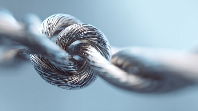 Metallic chain link closeup