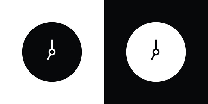 Clock seven icon silhouette design collection in black and white for web