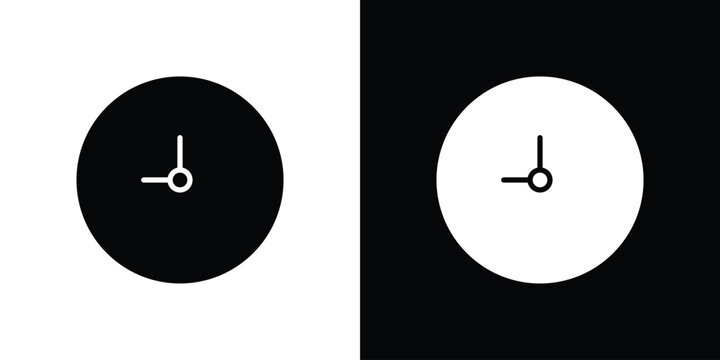 Clock nine icon silhouette design collection in black and white for web
