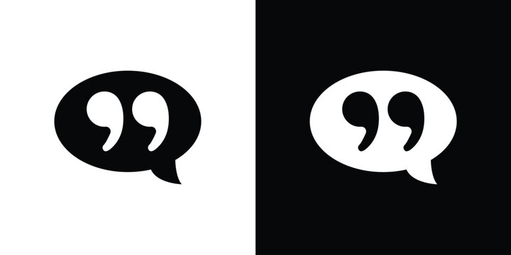 Comment quote icon silhouette design collection in black and white for web