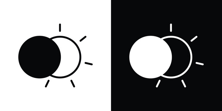 Eclipse icon silhouette design collection in black and white for web