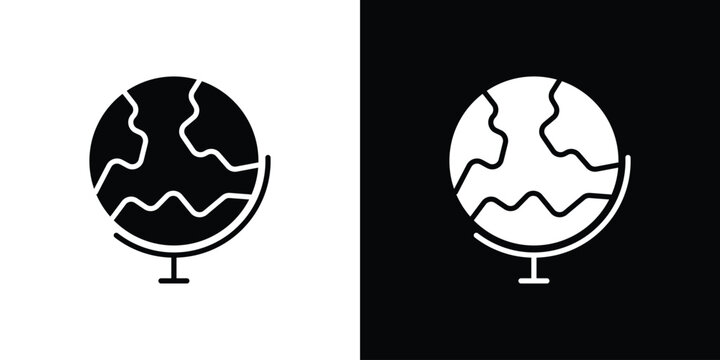 Globe icon silhouette design collection in black and white for web