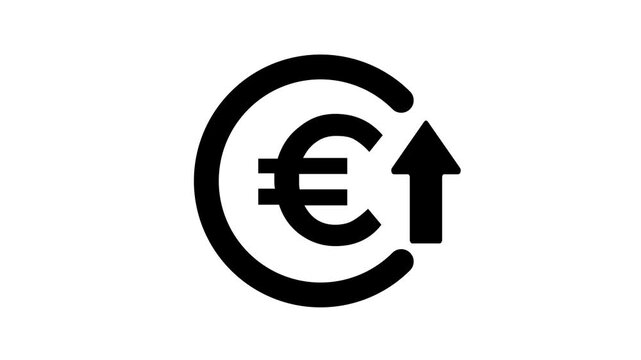 growth of euro value in business concept with euro icon and up arrow.,Euro Currency Symbol Animated Graphic on White Background