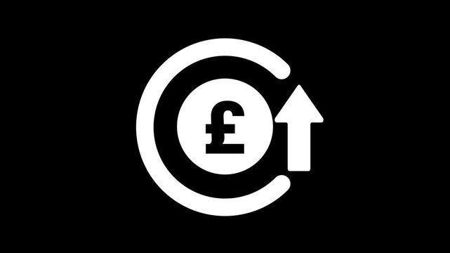 using of pound value  animation video.Animated Pound Sterling Symbol on Black Background