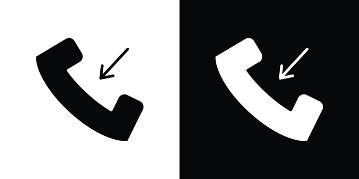 Incoming Call icon silhouette design collection in black and white for web