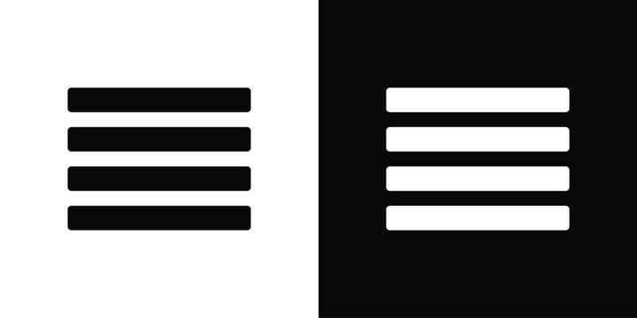 Menu icon silhouette design collection in black and white for web