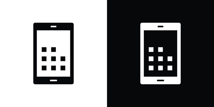 Mobile notch icon silhouette design collection in black and white for web