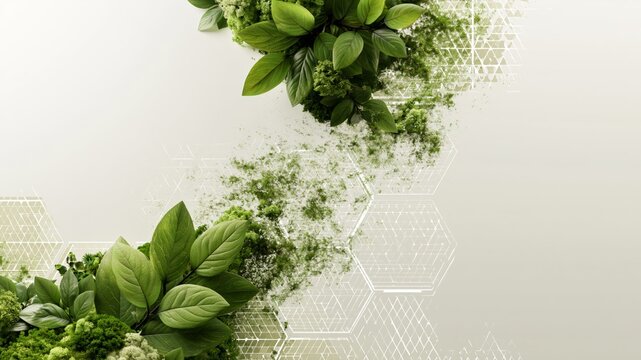 Extreme Eco Friendly Abstract Background with Green Leaves and Clean Copy Space for Sustainable Business Corporate Marketing Banner
