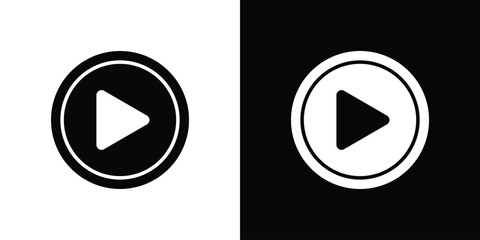 Play icon silhouette design collection in black and white for web © Hestia